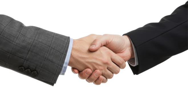 Businessman Handshake, Isolated on Transparent PNG Background