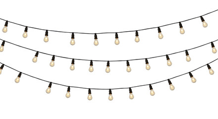 Two Strings of Warm White String Lights, Isolated on Transparent PNG Background