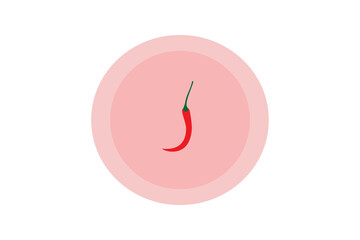 Minimalist red chili pepper icon centered on a soft pink circle, isolated on white. Perfect for food, spice, hot, modern kitchen, and graphic design themes. PNG