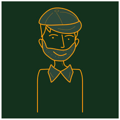 green logo doodle of a old guy man 
