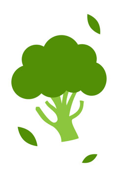 Broccoli illustration in vibrant green colors. Minimal vector graphic of healthy vegetable with cloud-like florets and stem. Clean, modern food icon perfect for nutrition, organic, and vegan projects