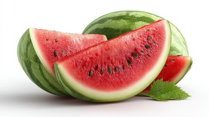 Juicy Slices of Fresh Fruit with Vibrant Red Flesh and Green Rind Ideal for Summer Refreshment