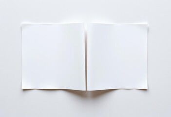 Clean white paper folded into fourths, textured background, surface, folds