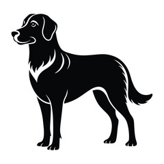 Stylized Black Labrador Retriever Illustration, Profile View, Animal Graphic, Pet Silhouette