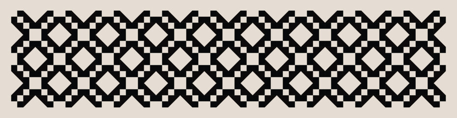 Seamless black and white mid century modern geometric pattern for banners, backgrounds, fabric design, home decor.