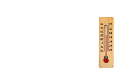 Wooden Celsius and Fahrenheit scale thermometer isolated on transparent background, PNG 