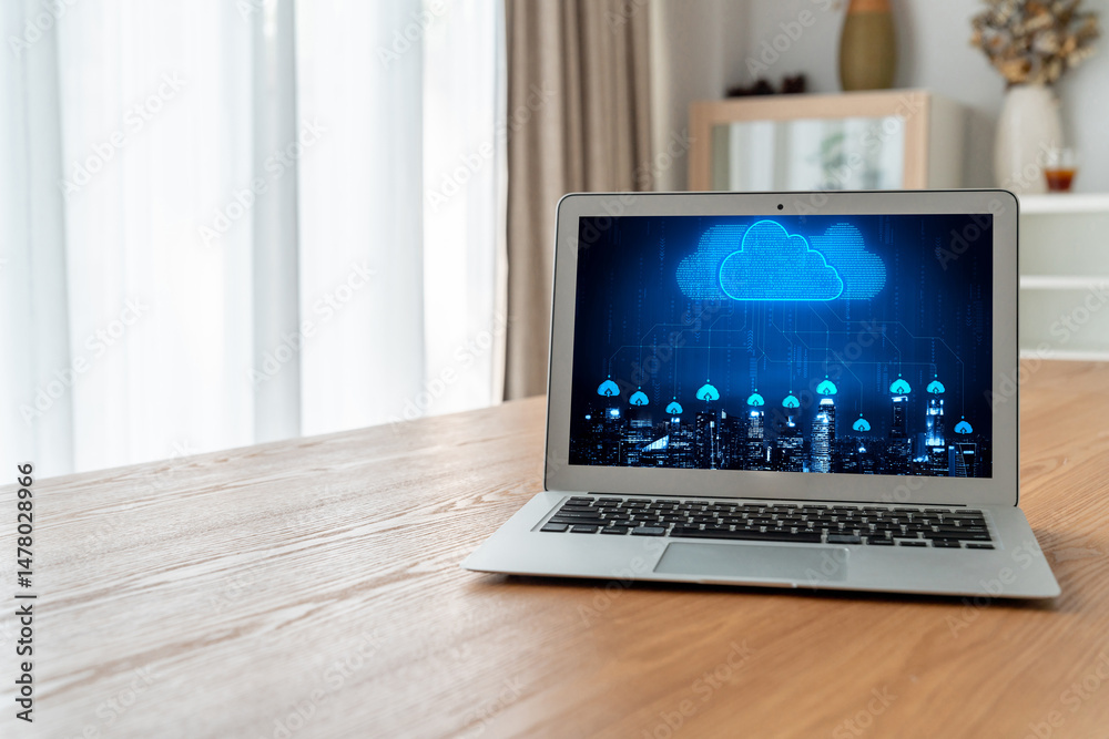 Poster cloud computing software for modish remote work and personal data storage