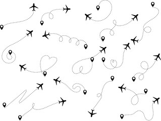 Minimalist Aeroplane Icon with Route Line – Flight Direction Design