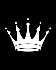 Elegant White Crown Silhouette on Black Background – Royalty Vector Icon