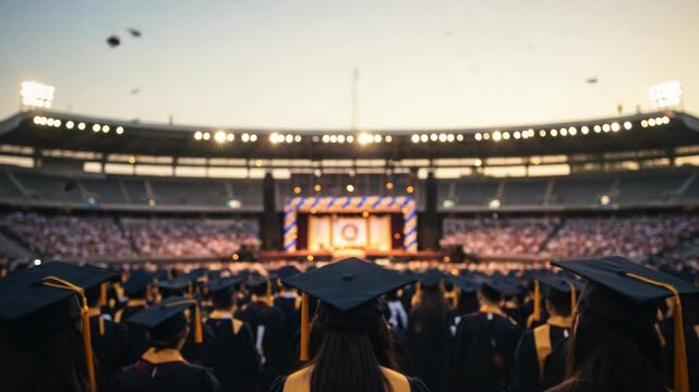 Graduation ceremony in stadium
