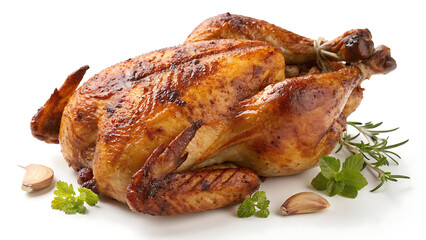 grilled chicken with vegetables isolated on white background PNG. AI GENERATED