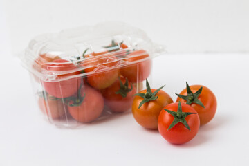 Red Cherry Tomatoes on White Background