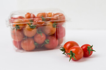Red Cherry Tomatoes on White Background