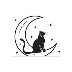black cat silhouette logo icon vector art