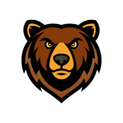 brown bear head vector art illustration