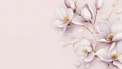 Obraz premium Delicate magnolia blossoms on a pastel background