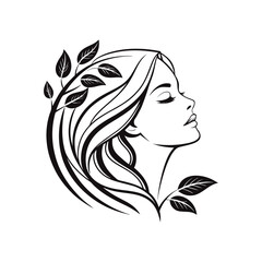 beautiful girl beauty logo black color line art vector