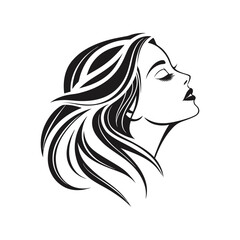 beautiful girl beauty logo black color line art vector