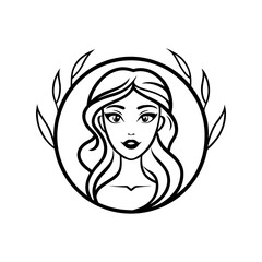 beautiful girl beauty logo black color line art vector