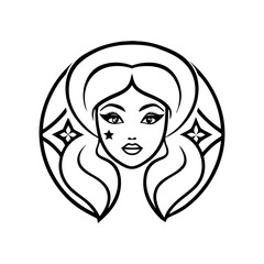 beautiful girl beauty logo black color line art vector