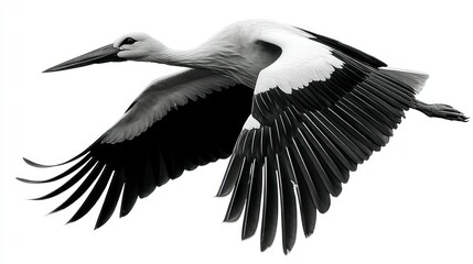 Fototapeta premium Graceful Bird in Flight with Detailed Feathers and Spread Wings