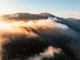 Sunset over Liptov region in Low Tatras mountains. Lajstoch near certovica pass landspace, slovakia.
