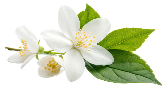 white jasmine flower on white background PNG. AI GENERATED