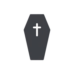 Simple Coffin Black Isolated Icon. with Cristian Cross isolated on transparent background, Coffin Icon PNG 