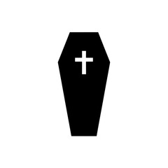 Simple Coffin Black Isolated Icon. with Cristian Cross isolated on transparent background, Coffin Icon PNG 
