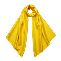 Yellow silk scarf isolated on transparent background, Fabric Scarf PNG 