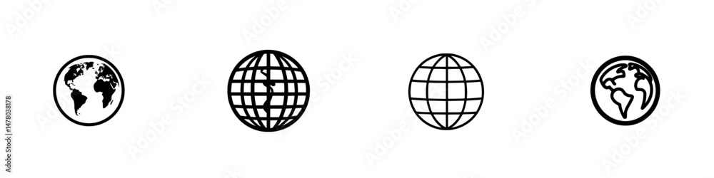 Poster vector illustration icons showing different globe designs emphasizing global connection and diversit