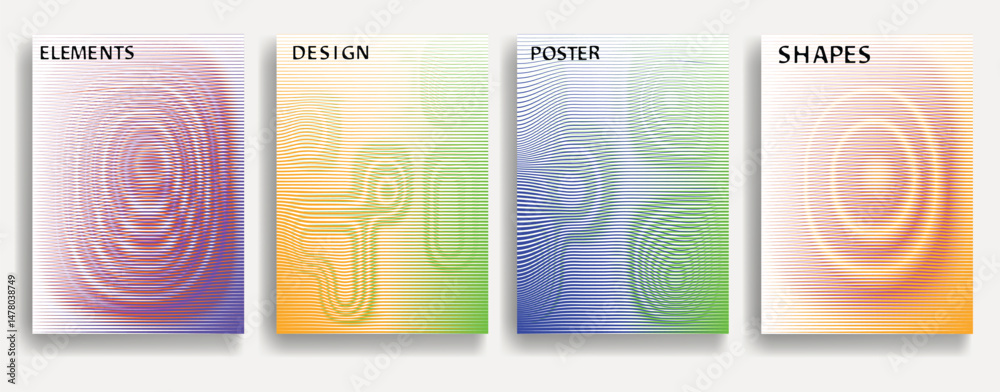 Poster abstract flow lines background . wavy stripes . striped linear pattern . poster collection with smoo