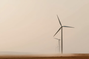 wind farm in south africa under overcast sky showcasing dramatic contrasts of light and shadow