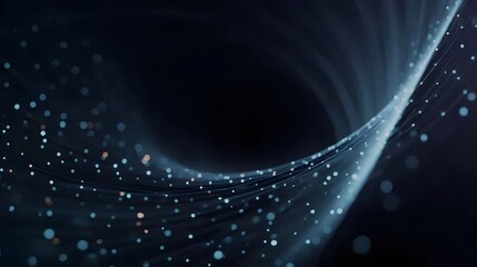 Abstract Blue Particles Swirling Against a Dark Background with Gentle Wave Motion Creating an Elegant and Modern Design for Digital Art and Technology Concepts