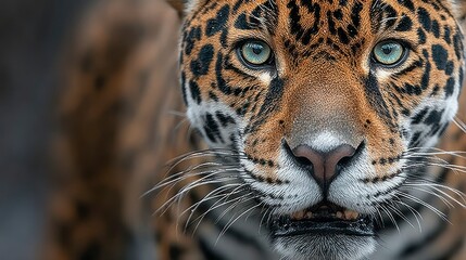 Closeup portrait of a jaguar wild cat big cat feline predator animal portrait wildlife p