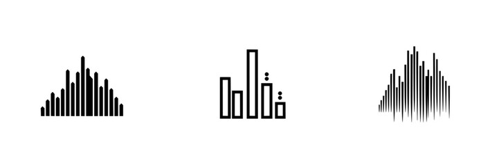 Vector illustration icons showcasing sound wave patterns in minimalist design suitable for various applications and creative projects