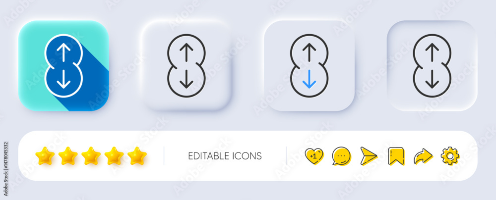 Poster scroll down button line icon. neumorphic, flat shadow, 3d buttons. scrolling screen sign. swipe page