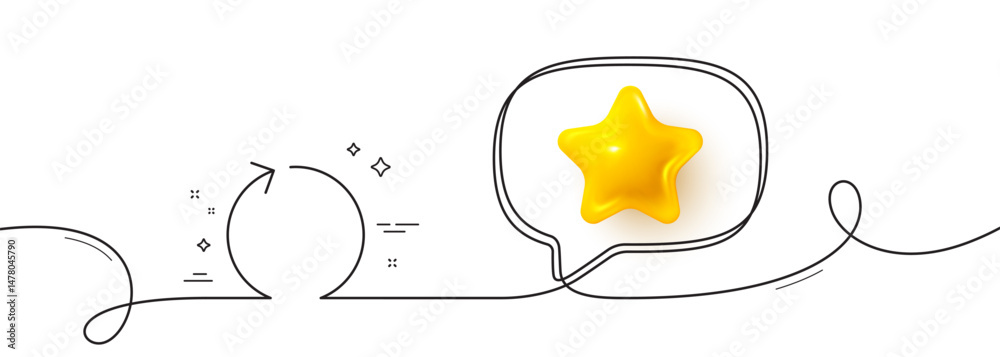 Aufkleber loop arrow line icon. continuous line with 3d star. refresh arrowhead symbol. navigation pointer sig