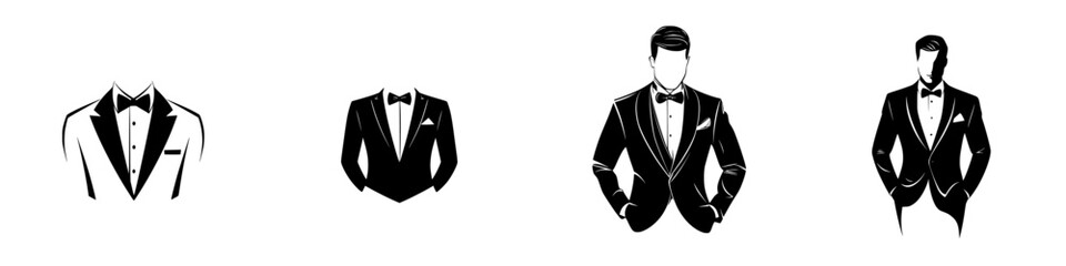 Elegant vector illustration of tuxedo icons showcasing formal attire options for special occasions and events