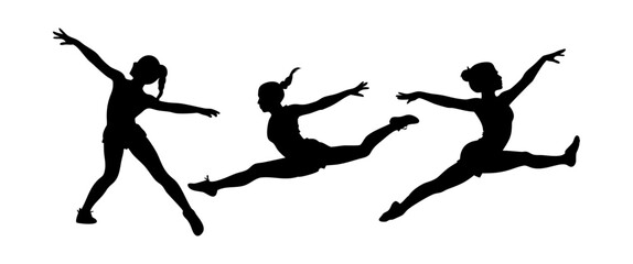 A set of girl gymnasts, Sports athletes isolated on a white background
