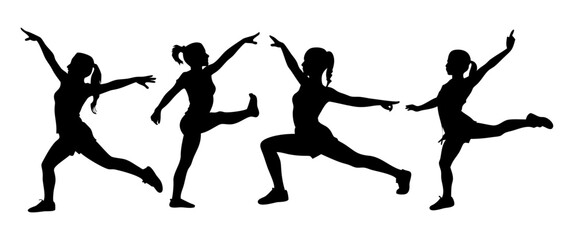 A set of girl gymnasts, Sports athletes isolated on a white background