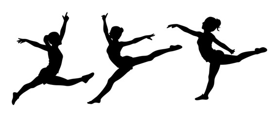 A set of girl gymnasts, Sports athletes isolated on a white background