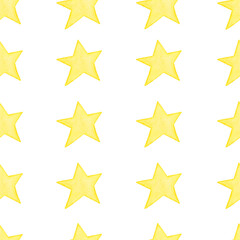 Watercolor illustration of a starry sky. Seamless pattern of stars.