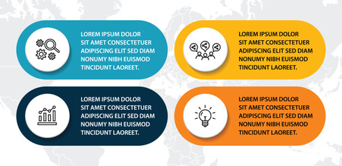 4 steps infographic template with 4 options. Flowchart that can be used for business report, data visualization and presentation. Timeline infographic elements vector illustration.