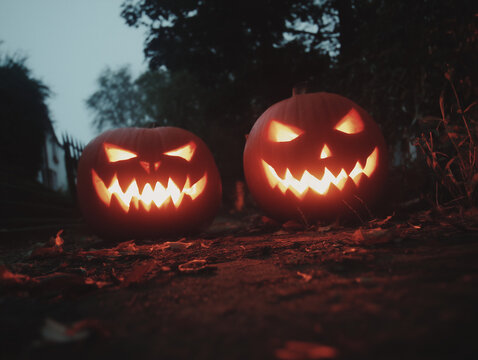 ab&oacute;boras esculpidas em formatos macabros, representando o Halloween. Imagem tem&aacute;tica, ideal para decora&ccedil;&atilde;o, festas e conte&uacute;dos assustadores e criativos