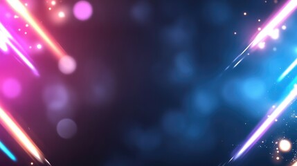 Vibrant streaks of light with bokeh on dark background abstract design