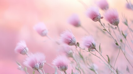 Obraz premium Soft sunlight blooms pink fluffy flowers