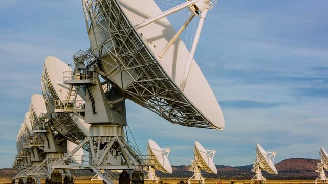 Array of Radio Telescopes Under a Blue Sky