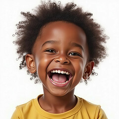 Cheerful portrait of a smiling african american boy exhibiting genuine joy and happiness