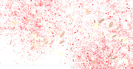 Festive background with red and gold confetti. Perfect for celebrations